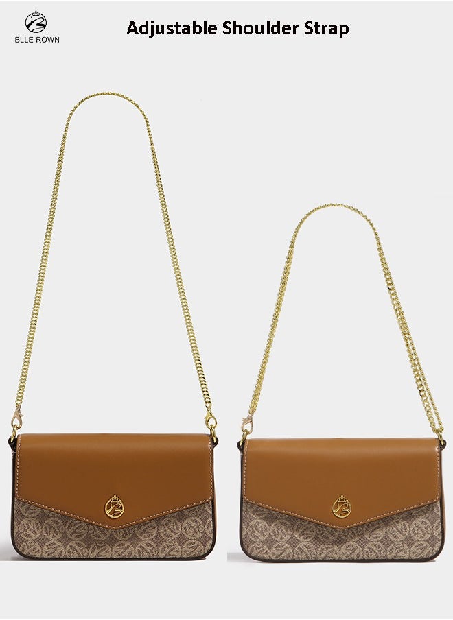 2PCS Chic Women Leather Handbags,Shoulder Sling Bag Set for Ladies Mini Crossbody Bag with adjustable Gold Chain Strap, Perfect Gift for Her, Vintage & Modern Style East West Bags