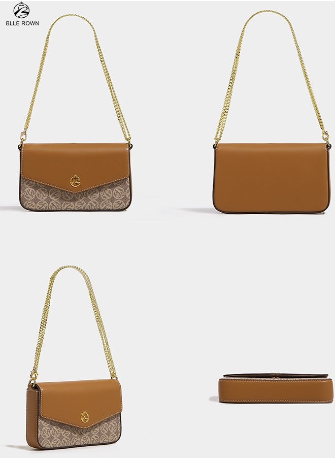 2PCS Chic Women Leather Handbags,Shoulder Sling Bag Set for Ladies Mini Crossbody Bag with adjustable Gold Chain Strap, Perfect Gift for Her, Vintage & Modern Style East West Bags