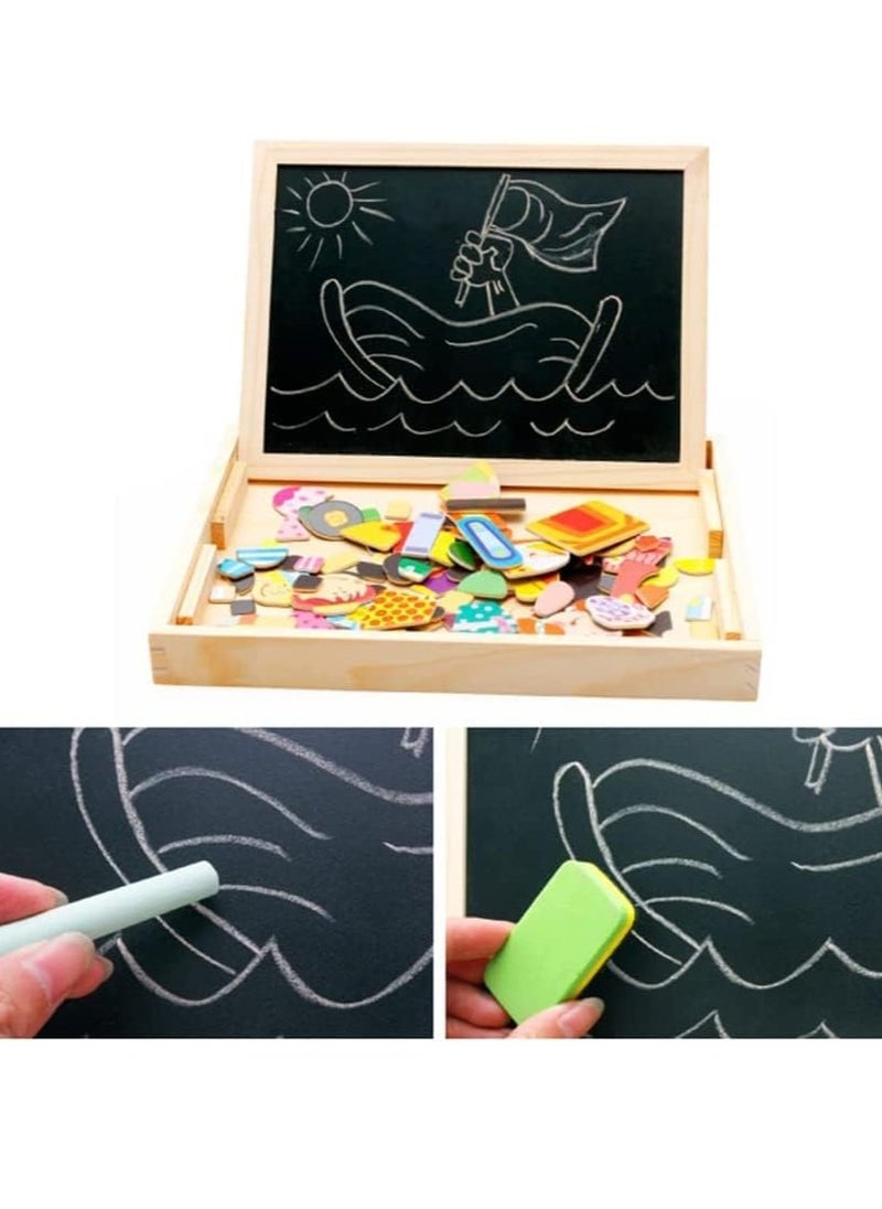 3-in-1 Wooden Easel with Magnetic Puzzle