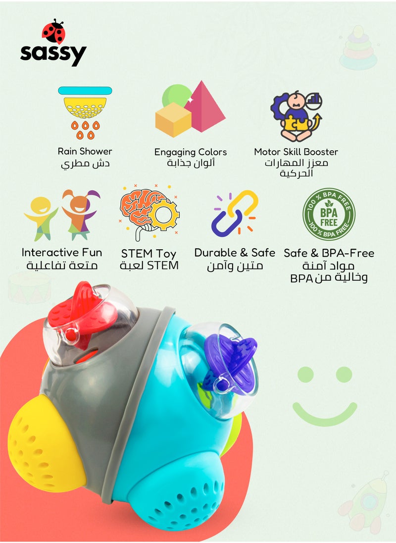 Sassy STEM Rainshower Bath Ball – The Perfect Bath Time Toy for Babies 6+ Months, Encouraging Experimentation, Buoyancy & Sensory Exploration in Water Play