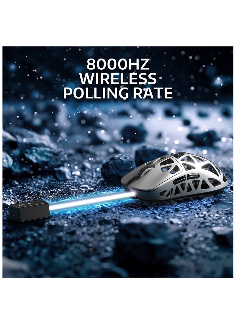 Attack Shark R2 Superlight Wireless Gaming Mouse,Magnesium Alloy, PixArt PAW3950 Sensor,Adjustable 42K DPI,8K Hz Polling Rate,5 Programmable Button,Long Battery Life,PC/Mac/Xbox/PS-Grey