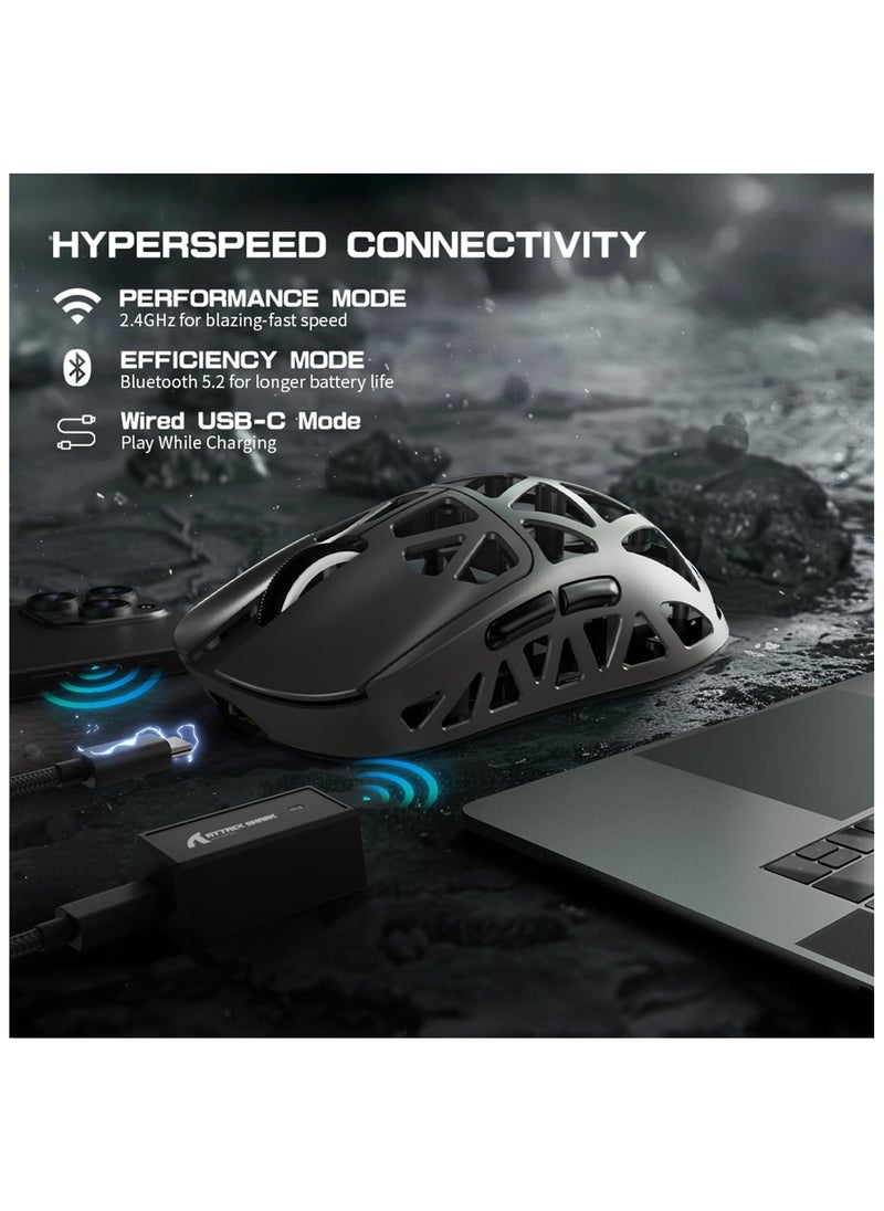 Attack Shark R2 Superlight Wireless Gaming Mouse,Magnesium Alloy, PixArt PAW3950 Sensor,Adjustable 42K DPI,8K Hz Polling Rate,5 Programmable Button,Long Battery Life,PC/Mac/Xbox/PS-Grey