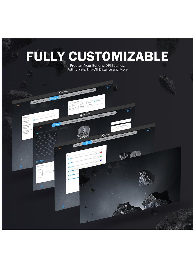 Attack Shark R2 Superlight Wireless Gaming Mouse,Magnesium Alloy, PixArt PAW3950 Sensor,Adjustable 42K DPI,8K Hz Polling Rate,5 Programmable Button,Long Battery Life,PC/Mac/Xbox/PS-Grey