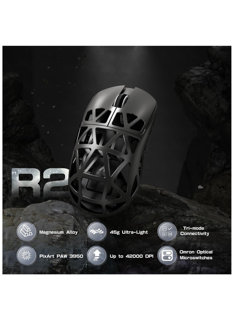 Attack Shark R2 Superlight Wireless Gaming Mouse,Magnesium Alloy, PixArt PAW3950 Sensor,Adjustable 42K DPI,8K Hz Polling Rate,5 Programmable Button,Long Battery Life,PC/Mac/Xbox/PS-Grey