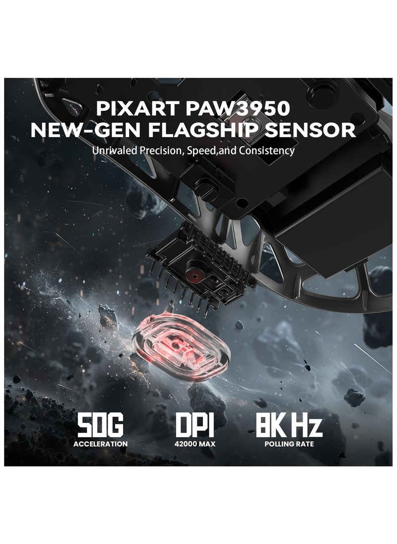Attack Shark R2 Superlight Wireless Gaming Mouse,Magnesium Alloy, PixArt PAW3950 Sensor,Adjustable 42K DPI,8K Hz Polling Rate,5 Programmable Button,Long Battery Life,PC/Mac/Xbox/PS-Grey