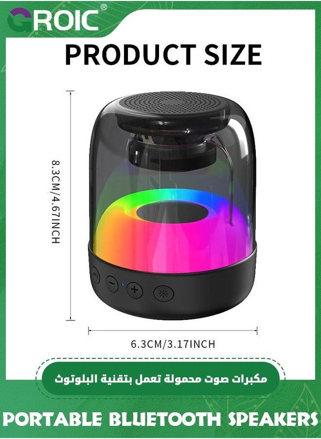 Portable Bluetooth Speakers with Colorful Lights Small Wireless Speaker Stereo Loud Sound, Lightweight Mini Gift Supports TF Card/USB/AUX for Home, Party and Outdoors