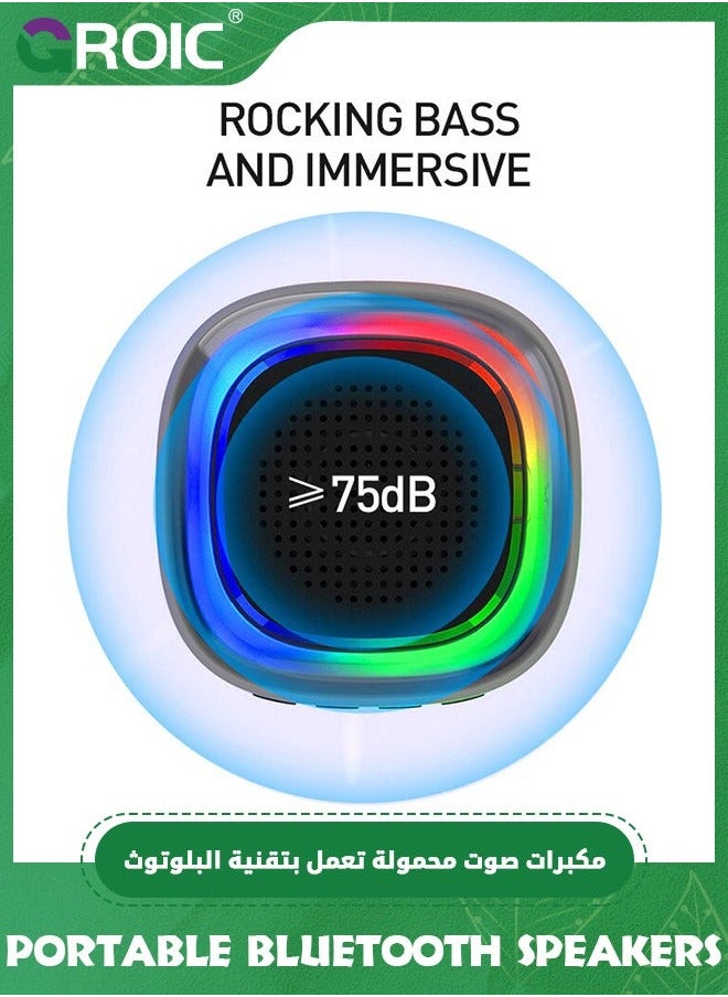 Portable Bluetooth Speakers with Colorful Lights Small Wireless Speaker Stereo Loud Sound, Lightweight Mini Gift Supports TF Card/USB/AUX for Home, Party and Outdoors