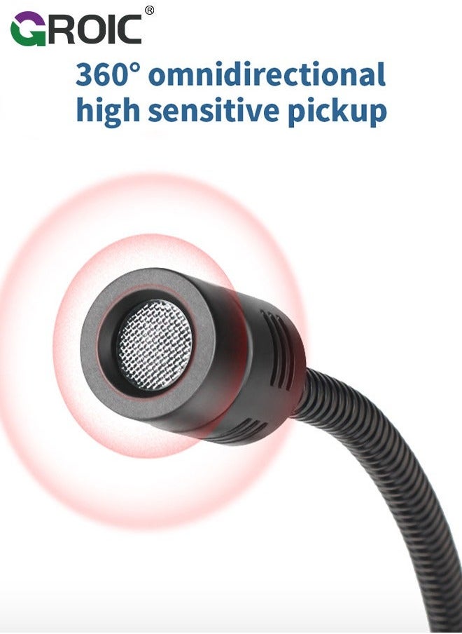 USB Computer Microphone, Microphone with Adjustable Gooseneck, Plug and Play RGB Gaming Compatible PC, Laptop, Desktop