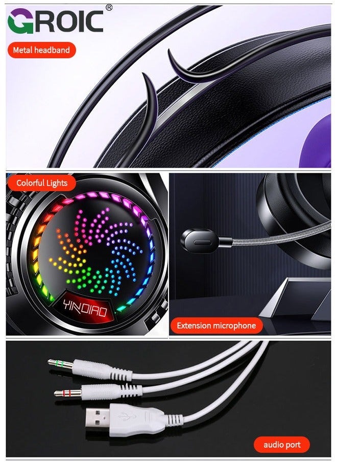 Black Wired Gaming Headset Headphones Portable Rotating Microphone 20-20KHz Net Bar Listening Music Game Head-mounted Earphone with Sound Card