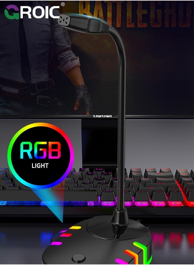 USB Computer Microphone, Plug &Play Desktop Omnidirectional Condenser PC Laptop Mic, Mute Button with LED Indicator, Compatible Windows/Mac, Ideal for YouTube, Skype, Recording, Games
