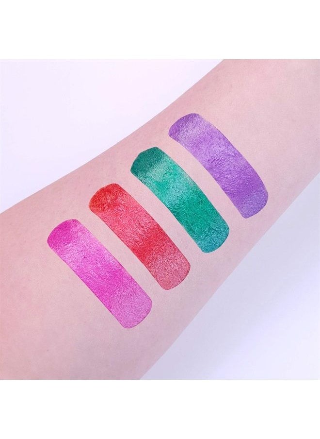 Metallic Face Paint Stick/Body Crayon makeup for the Face & Body - 0.12oz - Easily create metallic designs like a pro! - Set of 4 colours - Includes: Pink, Red, Green, Purple