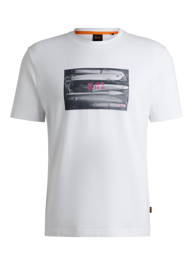 Cotton-jersey T-shirt with coordinate artwork