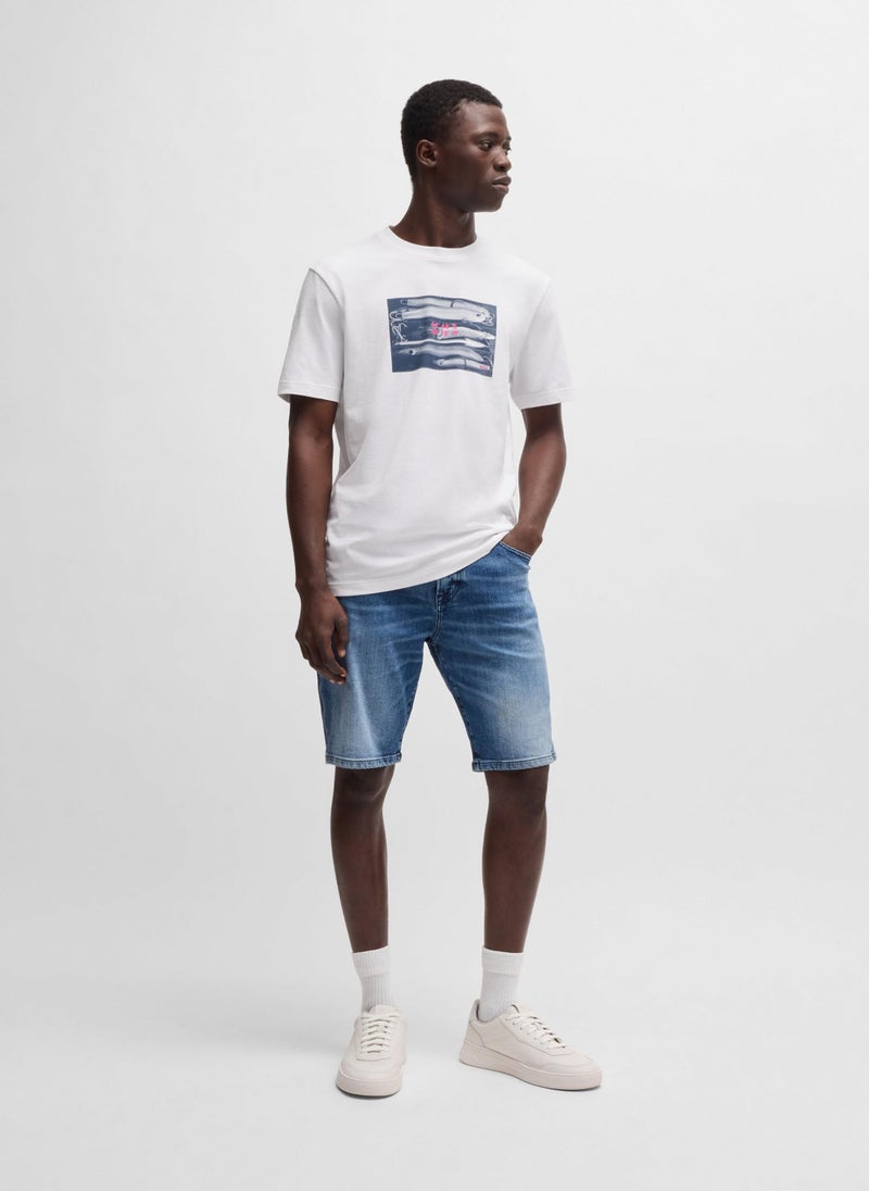Cotton-jersey T-shirt with coordinate artwork
