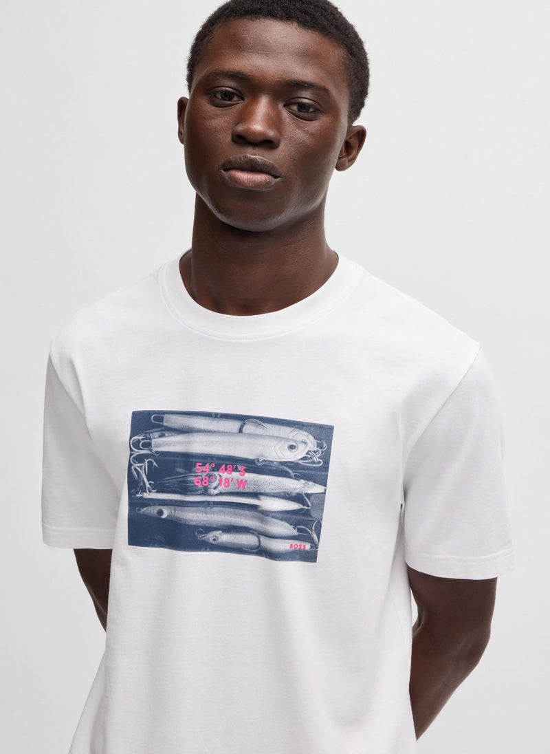 Cotton-jersey T-shirt with coordinate artwork