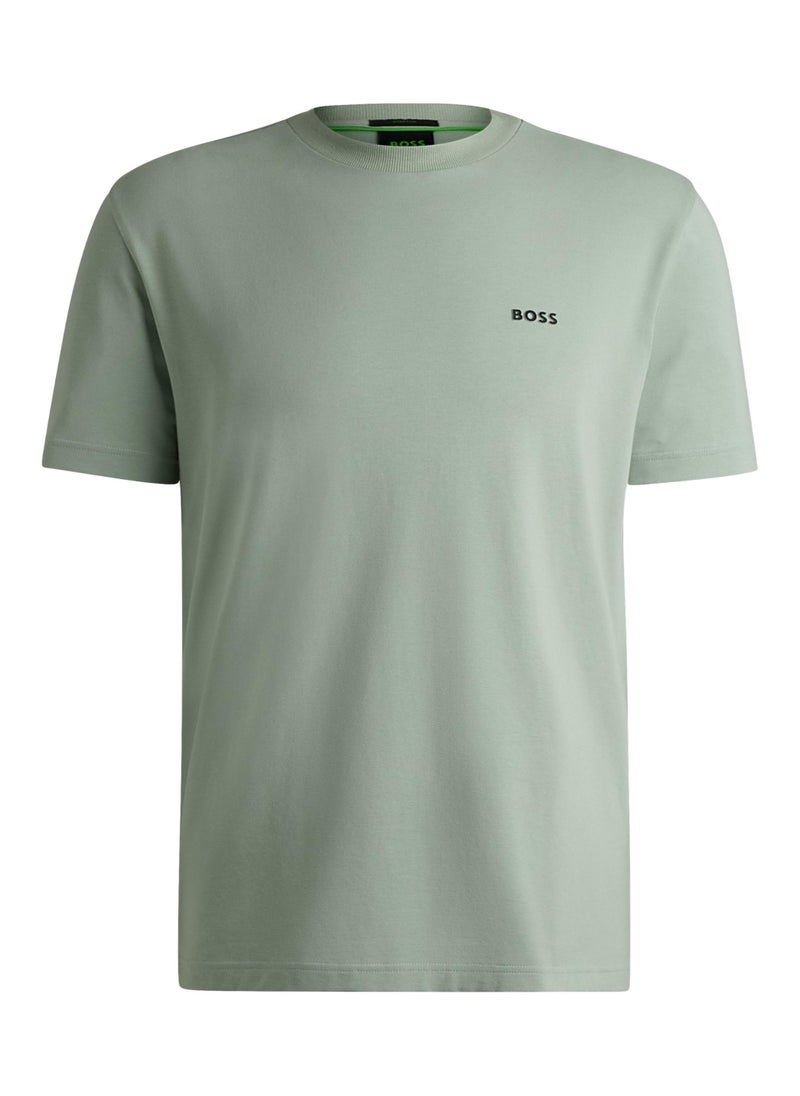 Regular-fit T-shirt in stretch cotton with contrast logo