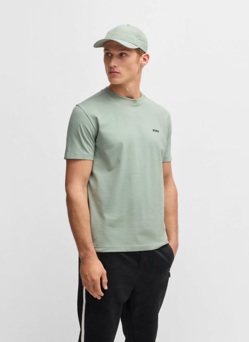 Regular-fit T-shirt in stretch cotton with contrast logo