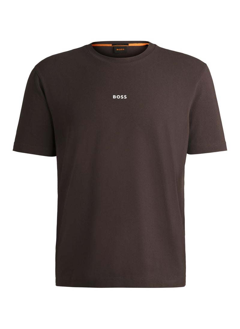 Relaxed-fit T-shirt in stretch cotton with logo print