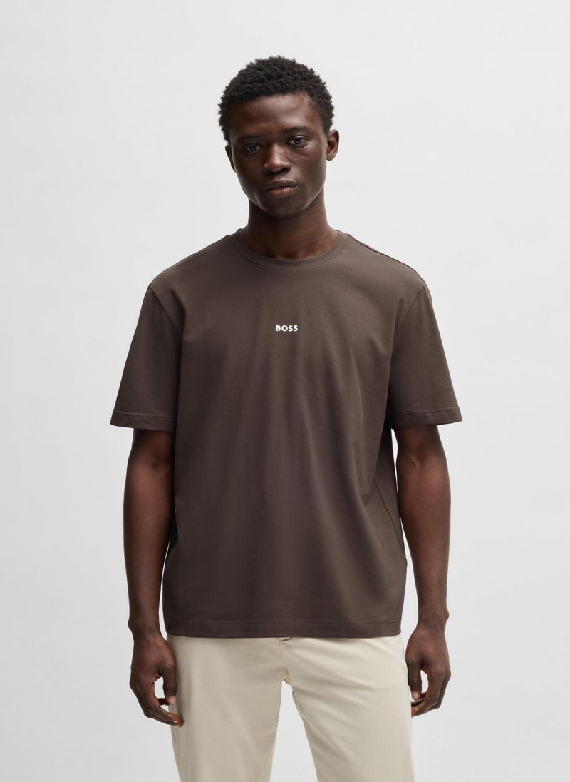 Relaxed-fit T-shirt in stretch cotton with logo print