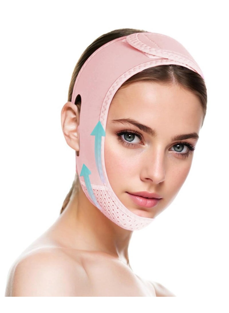 V Line Lifting Mask Chin strap for sleeping, V Line Lifting Mask for Women,Jaw Exerciser，Medium,Pink