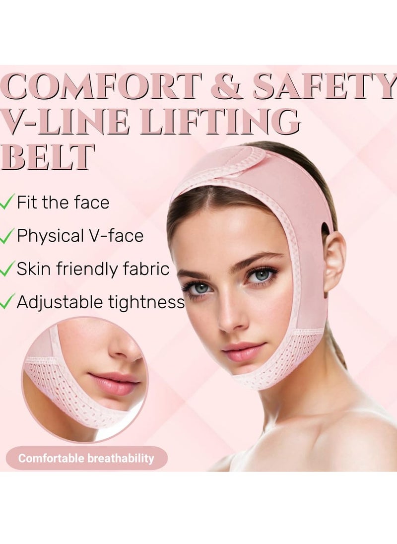 V Line Lifting Mask Chin strap for sleeping, V Line Lifting Mask for Women,Jaw Exerciser，Medium,Pink