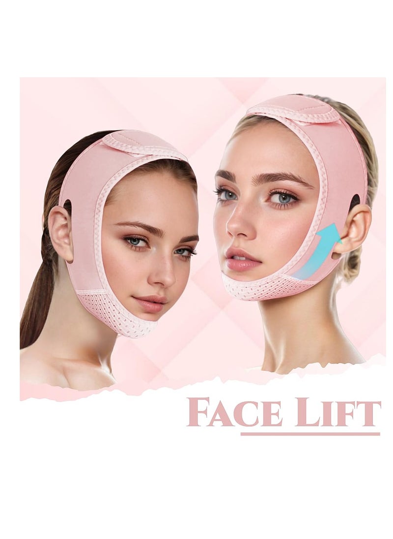 V Line Lifting Mask Chin strap for sleeping, V Line Lifting Mask for Women,Jaw Exerciser，Medium,Pink