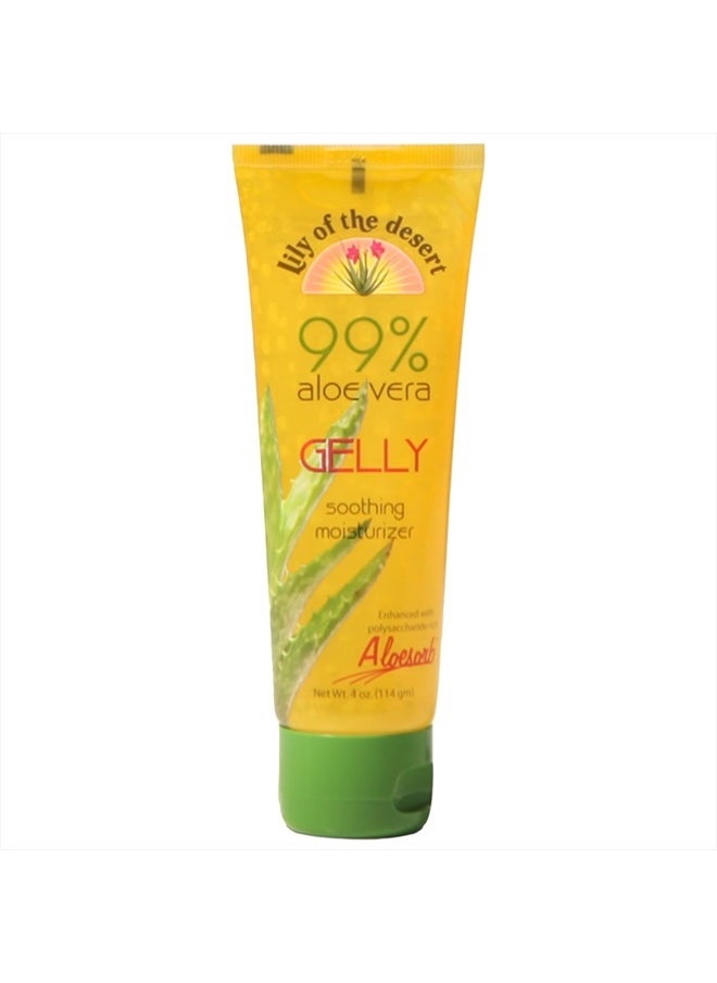 Gelly Moisturizer - 99% Organic Aloe Vera Gel for Skin, After Sun Care with Aloe, Vitamin E Oil, and Vitamin C for Sunburn Relief, 4 Fl Oz