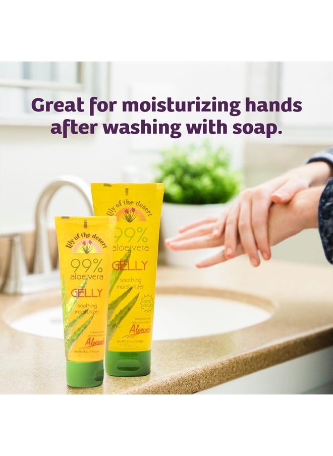 Gelly Moisturizer - 99% Organic Aloe Vera Gel for Skin, After Sun Care with Aloe, Vitamin E Oil, and Vitamin C for Sunburn Relief, 4 Fl Oz