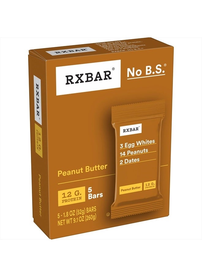 Protein Bars, Protein Snack, Snack Bars, Peanut Butter, 9.15oz Box (5 Bars)