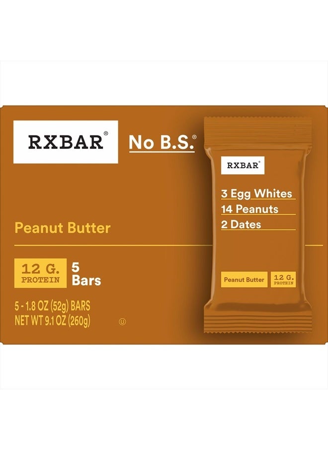 Protein Bars, Protein Snack, Snack Bars, Peanut Butter, 9.15oz Box (5 Bars)