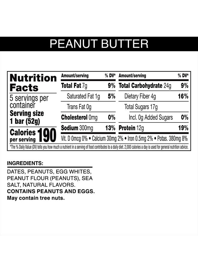 Protein Bars, Protein Snack, Snack Bars, Peanut Butter, 9.15oz Box (5 Bars)