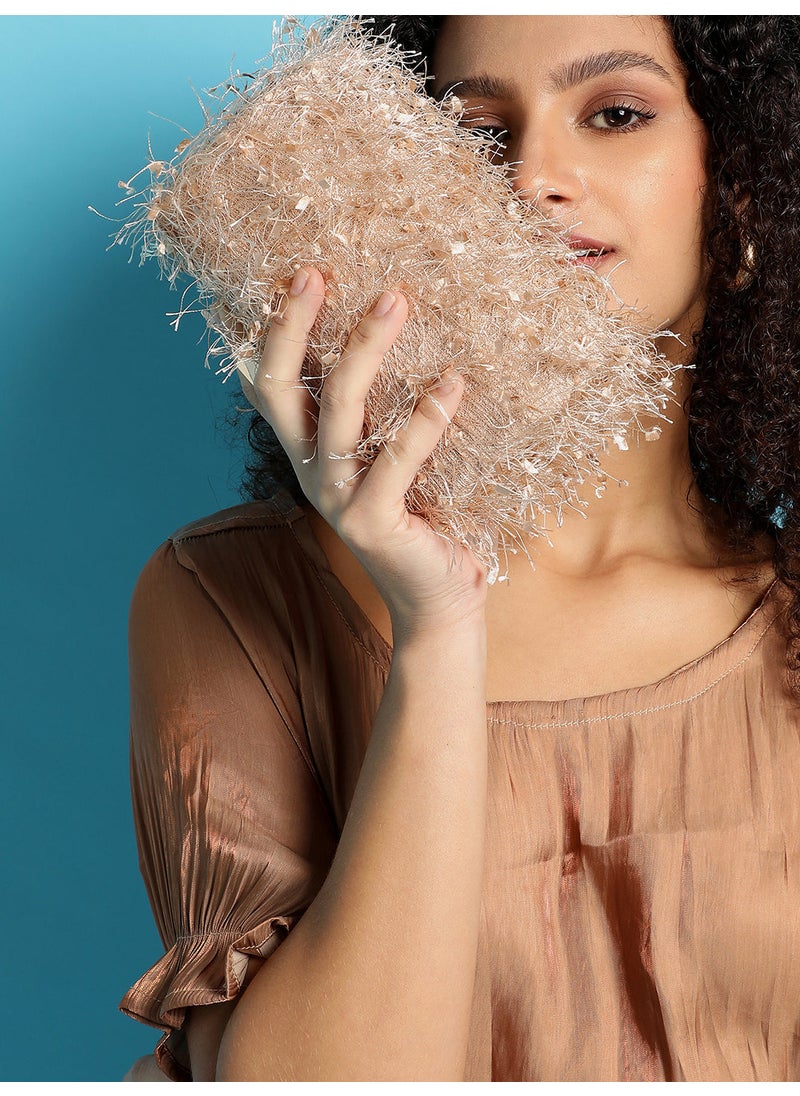 Textured Fringe Clutch