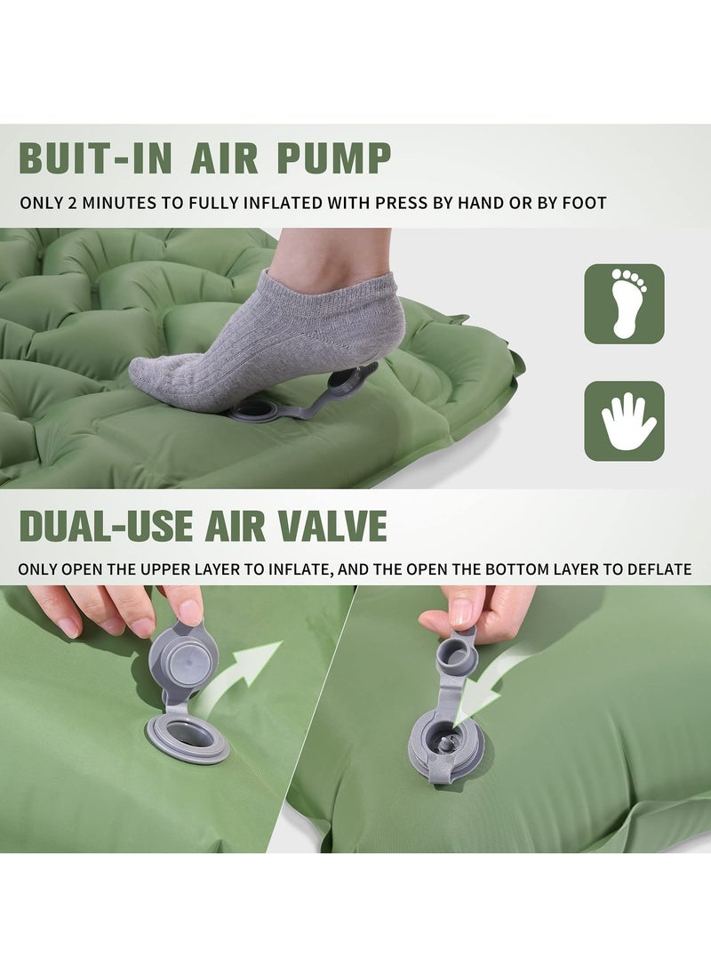 Camping Sleeping Pad, Extra Thickness 10 CM Inflatable Sleeping Mat with Pillow Built-in Pump, Compact Ultralight Waterproof Camping Air Mattress for Backpacking, Hiking, Tent, Traveling