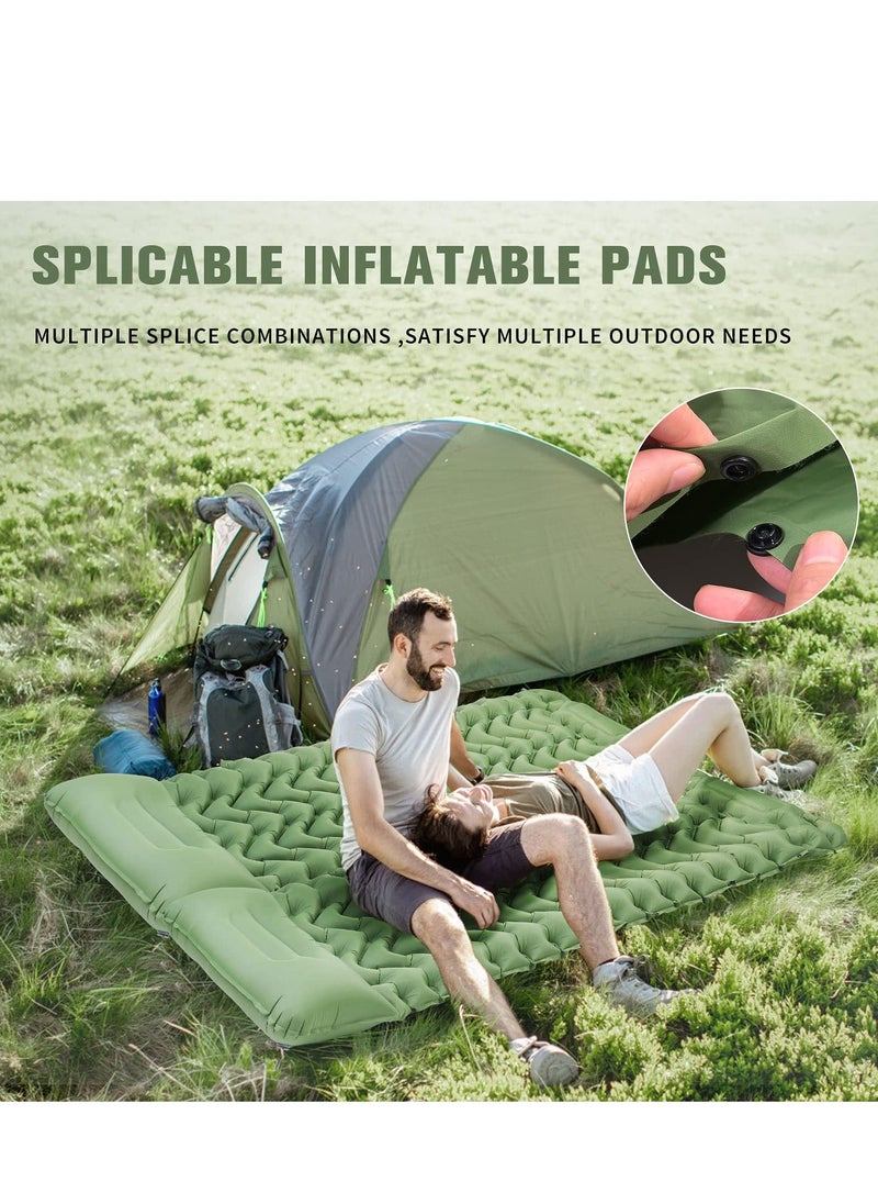 Camping Sleeping Pad, Extra Thickness 10 CM Inflatable Sleeping Mat with Pillow Built-in Pump, Compact Ultralight Waterproof Camping Air Mattress for Backpacking, Hiking, Tent, Traveling