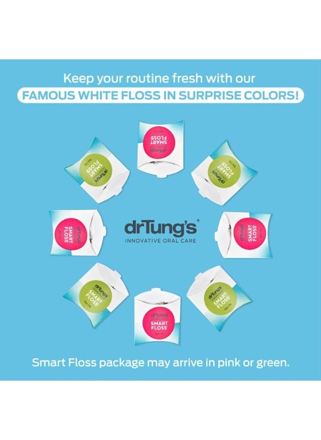 DrTung's Smart Floss - Natural Floss, PTFE & PFAS Free Floss, Gentle on Gums, Expands & Stretches, BPA Free Floss - Natural Dental Floss Cardamom Flavor (Pack of 11)