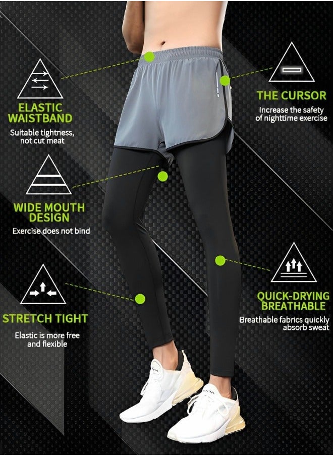 Leggings Slimming Booty Pants for Men,Workout Scrunch Squat Proof Tights,Fit Compression Baselayer Running Tights with Phone Pocket