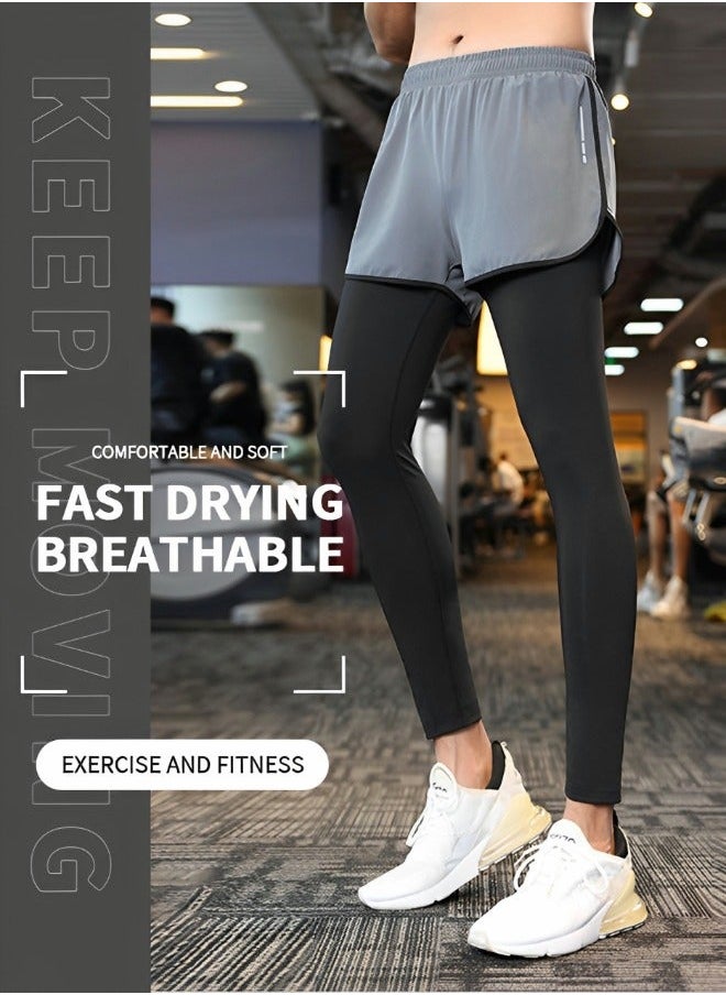 Leggings Slimming Booty Pants for Men,Workout Scrunch Squat Proof Tights,Fit Compression Baselayer Running Tights with Phone Pocket