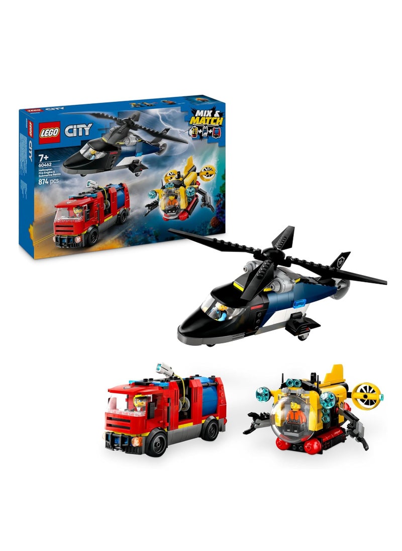 LEGO Helicopter, Fire Engine And Submarine Remix Building Toy Set 60462