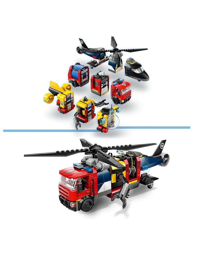 LEGO Helicopter, Fire Engine And Submarine Remix Building Toy Set 60462