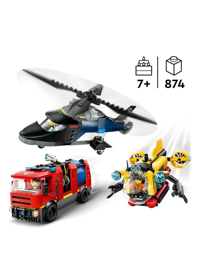 LEGO Helicopter, Fire Engine And Submarine Remix Building Toy Set 60462