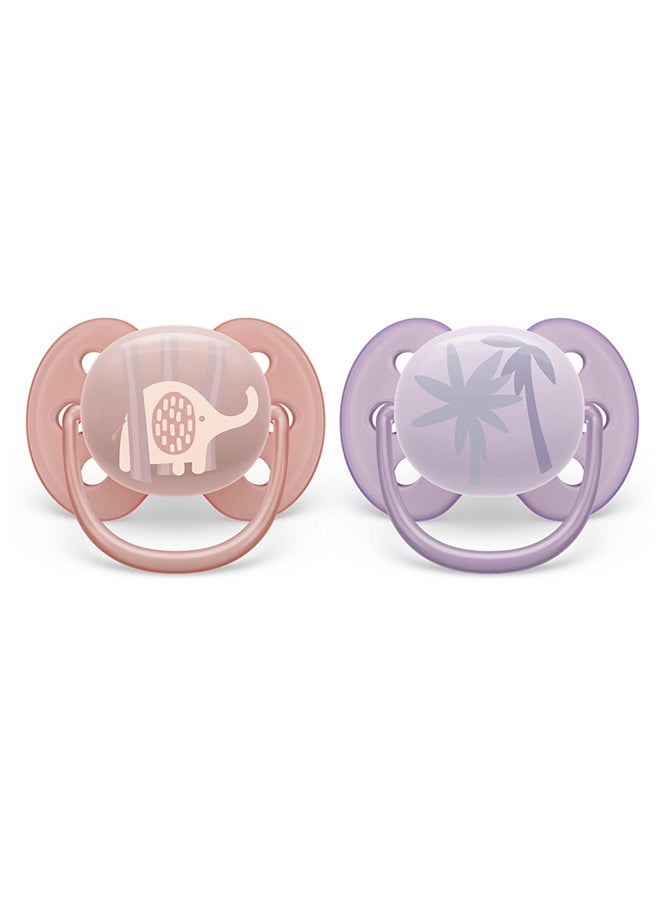2 Pieces Ultra Soft Pacifier, 0 - 6 Months