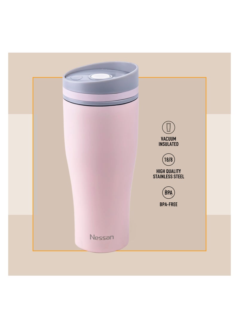 Insulated Stainless Steel Vacuum Mug, 360 ml - Pink