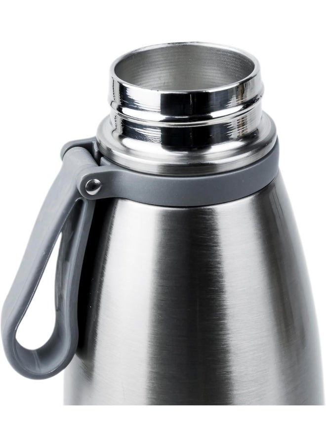 Elsa 1103Ml Stainless Steel Vacuum Bottle - Double Wall Insulation For Hot And Cold Beverages - Comfortable To Hold - Easy To Carry - Indoor And Outdoor Use - Silver
