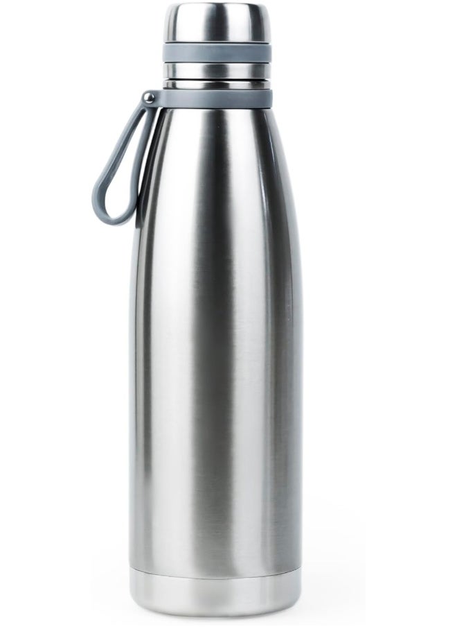 Elsa 1103Ml Stainless Steel Vacuum Bottle - Double Wall Insulation For Hot And Cold Beverages - Comfortable To Hold - Easy To Carry - Indoor And Outdoor Use - Silver