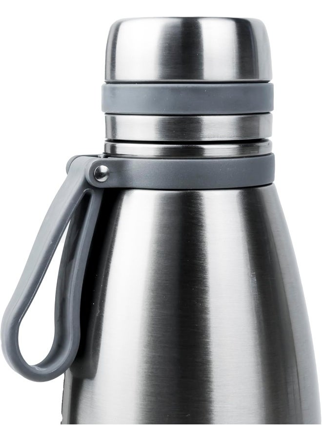 Elsa 1103Ml Stainless Steel Vacuum Bottle - Double Wall Insulation For Hot And Cold Beverages - Comfortable To Hold - Easy To Carry - Indoor And Outdoor Use - Silver