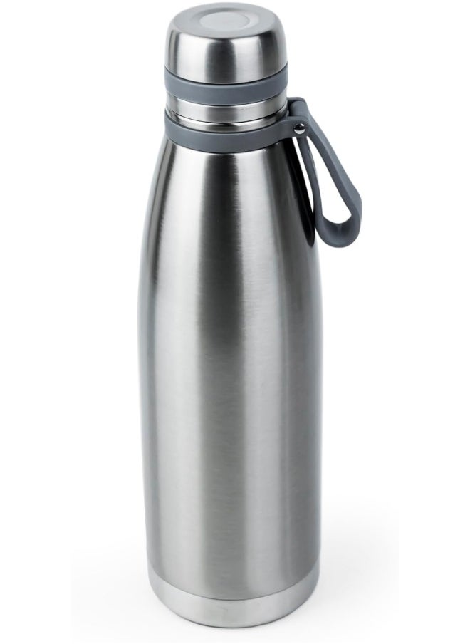 Elsa 1103Ml Stainless Steel Vacuum Bottle - Double Wall Insulation For Hot And Cold Beverages - Comfortable To Hold - Easy To Carry - Indoor And Outdoor Use - Silver