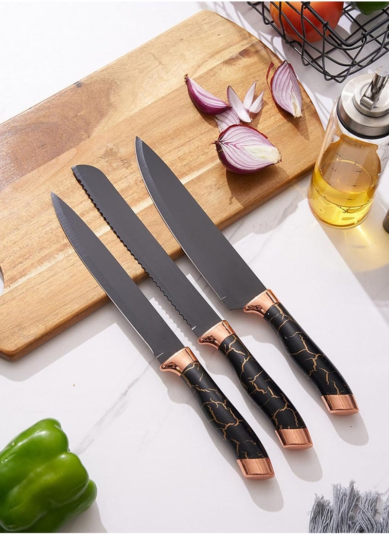 Kitchen Knife Sets, 9 Pieces Chef Knives Block Set with Acrylic Block, Sharp Non-Stick Coated Stainless Steel Knife Set with Sharpener for Cutting Meat Slicing Chopping