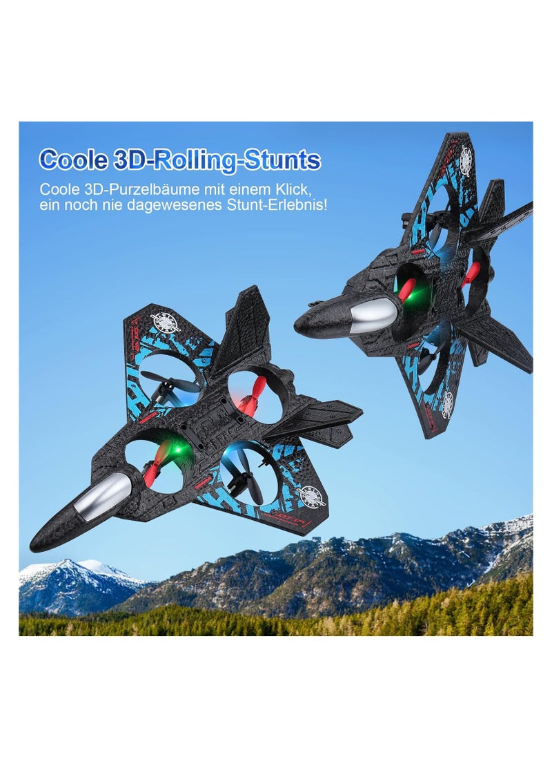 RC Aeroplane 2.4GHz Remote Controlled Aeroplane L0712 Quadcopter Floating Fighter Plane RC Aeroplane RTF for Beginners, Children and Adults, APlane Toy with Coloured Lights USB Charging