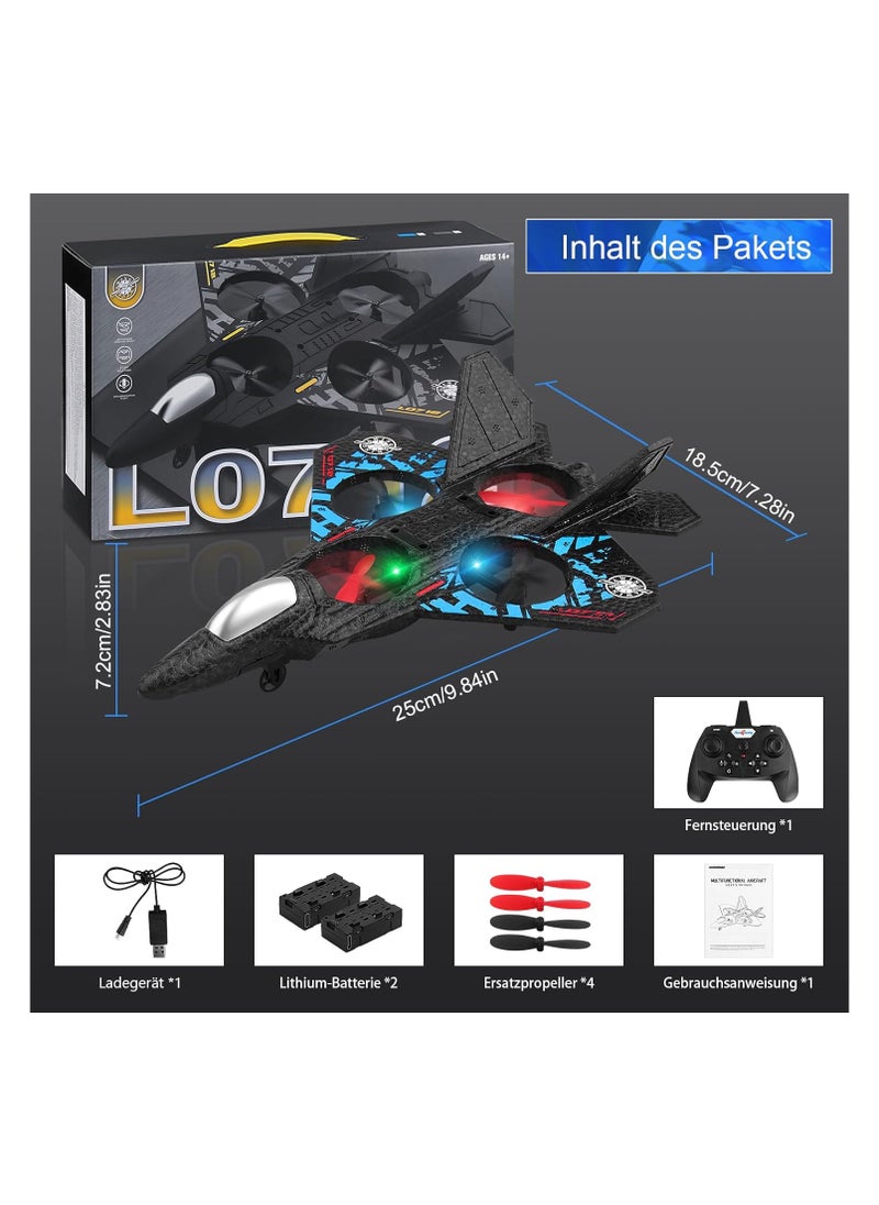 RC Aeroplane 2.4GHz Remote Controlled Aeroplane L0712 Quadcopter Floating Fighter Plane RC Aeroplane RTF for Beginners, Children and Adults, APlane Toy with Coloured Lights USB Charging