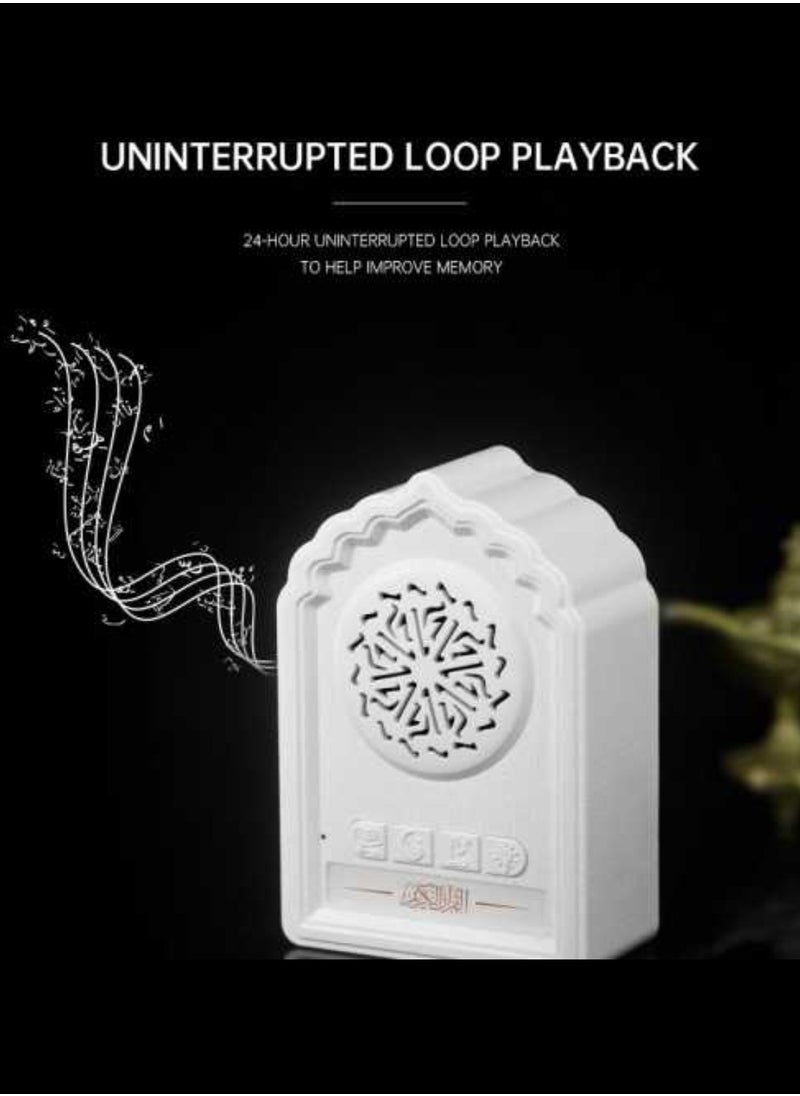 QB812 Holy Wall Speaker Bluetooth Al-Quran Light Speaker SQ669 Wireless Speaker With Night Light Quran Speaker Quran Wall Speaker 24-Hours Loop Play Back Quran Content Ruqyah ZIKIR Dua For Disease 3-Pin Wall Plug White