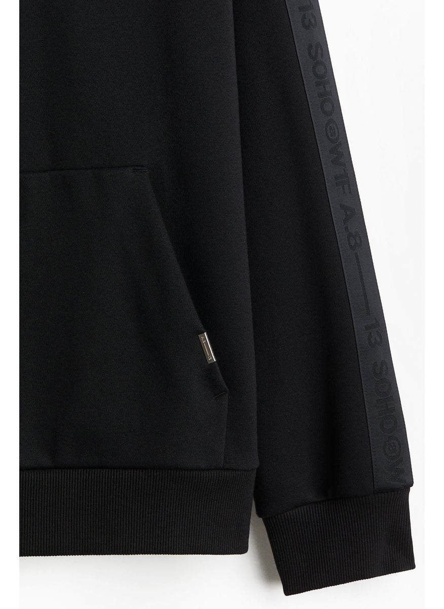 Loose Fit Hoodie With Sidestripes